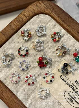 NK圣诞树雪花蝴蝶结堆钻美甲饰品