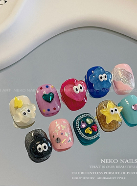 NEKONK多巴胺大眼煤球美甲饰品