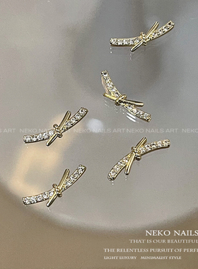 NEKONK锆石蝴蝶结美甲合金饰品
