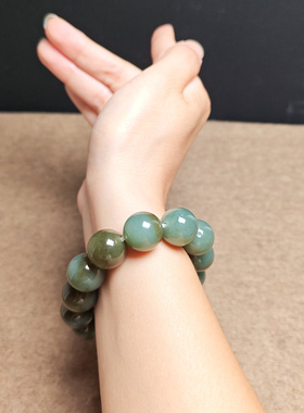 和田玉且末糖青白玉16聚宝盆手串