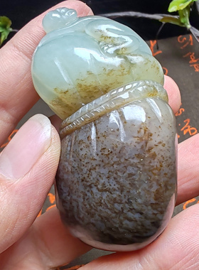 和田玉糖青白玉猴子袋子元宝铜钱手把件高档油润男女国风代代封候