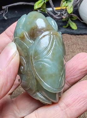蝙蝠铜钱手把件和田玉且末蓝调糖