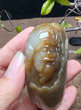 财神手把件和田玉且末糖玉