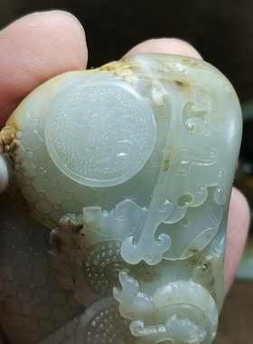 天然真皮手把件新疆和田玉籽料