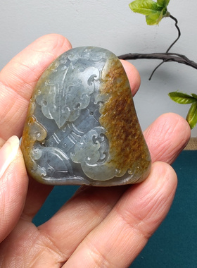 新疆和田玉籽玉青花墨玉秋梨皮原石仿古龙貔貅小把件手把件男保真