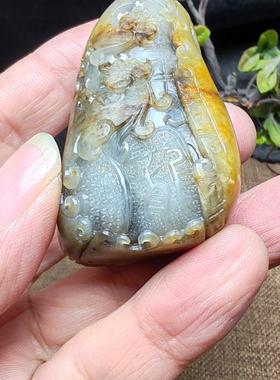 新疆和田玉籽料青花墨玉仿古龙手把件高档油润男女国风龙行天下