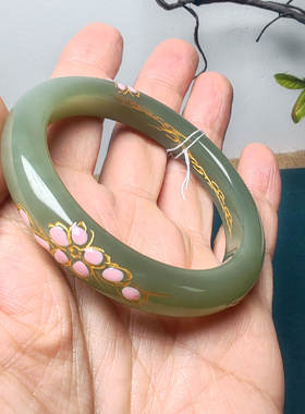 新中式和田玉湖水绿手镯57mm+