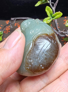 新疆和田玉且末蓝调糖玉佛寿星芭蕉扇荷叶手把件男女国风福寿如意