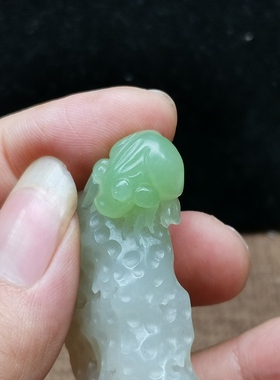 天然和田玉翠青青蛙手把玩件文房书房摆件男女款式玉器呱呱来财