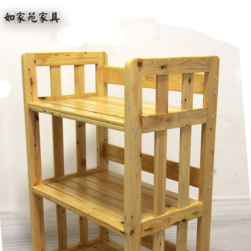 全实木置物架微波炉架子厨房家用柏木三层四层落地烤箱用具收纳架 - 图0