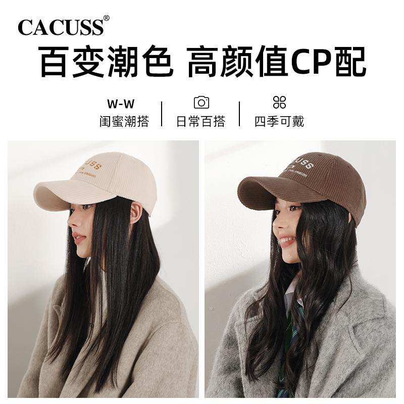 CACUSS鸭舌帽子女冬款大头围棒球帽子女秋冬户外保暖帽子男款