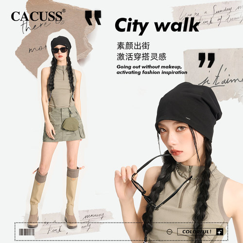 CACUSS帽子女款春夏新款包头帽薄款堆堆帽登山时尚冷帽防风月子帽 - 图2