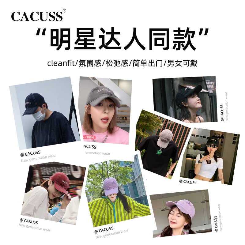 CACUSS纯棉帽子女夏天白色棒球帽破洞鸭舌帽男户外防晒遮阳帽情侣