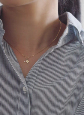 PURE可爱姜饼人吊坠项链女S925纯银镀14K金童话风格简约锁骨链