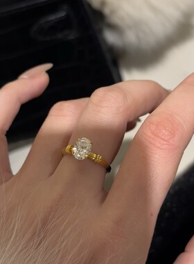 PURE超闪鸽子蛋戒指女s925纯银独特小众设计轻奢老钱风银食指戒