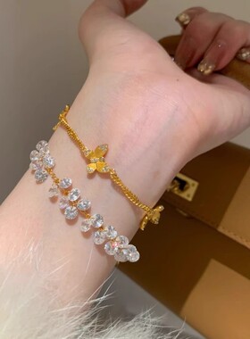 PURE点钻立体mini蝴蝶手链女小众设计轻奢百搭叠戴软手链