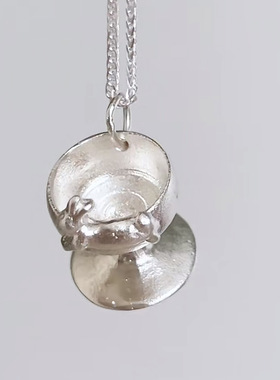 PURE希腊神话系列 酒杯吊坠项链女镀银小兔子可爱中古风锁骨链