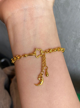 PURE星月神话流苏手链手串女微镶钻月亮五角星水滴链条手饰学生党