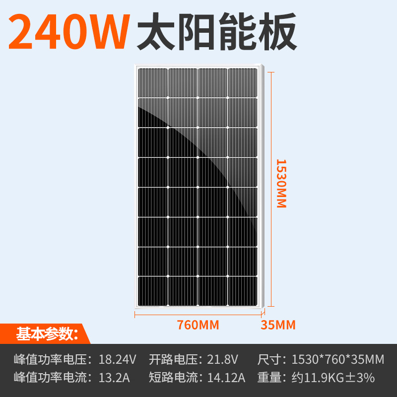 新款光合硅能太阳能电池板12v220v单晶100w450w光伏家用太阳能发 - 图0