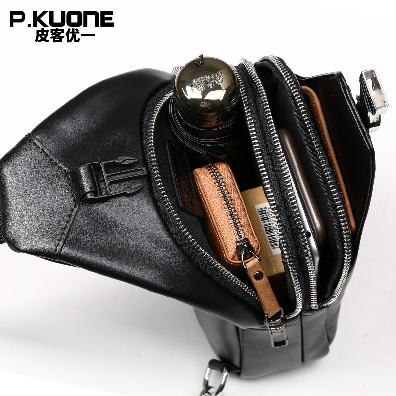 男士胸包真皮休闲ins男生斜挎包 皮客优一牛魔王男士包袋