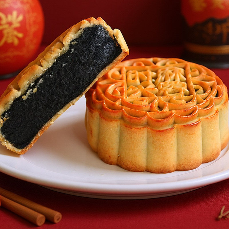 广西钦州小董时兴月饼五仁月饼黑芝麻老式家乡传统油纸包装