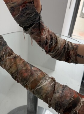 Sumyee破洞扎染废土风y2k辣妹手袖亚比原宿风防晒袖套手套