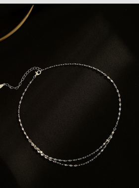 钛钢极细闪链项链素链链子女细钛钢不掉色单链裸链锁骨链条配饰