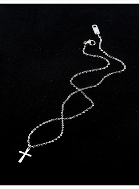 钛钢许愿十字架吊坠项链短款欧美简约百搭锁骨链女款永不掉色礼物