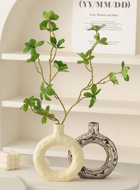 奶油风陶瓷花瓶桌面摆件