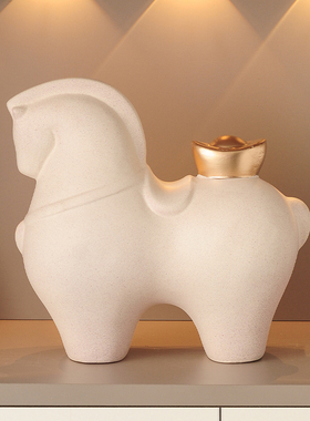 马上有钱客厅玄关酒柜装饰品摆件轻奢高档办公室马上成功开业礼物