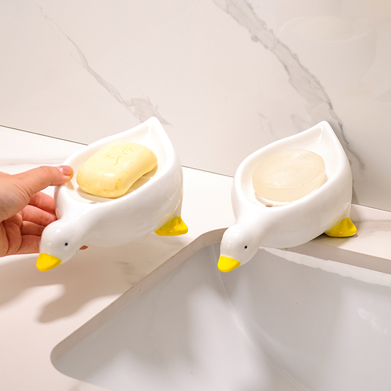 鸭子肥皂盒家用沥水不积水创意香皂盒子卫生间洗手台皂盒置物架 - 图3