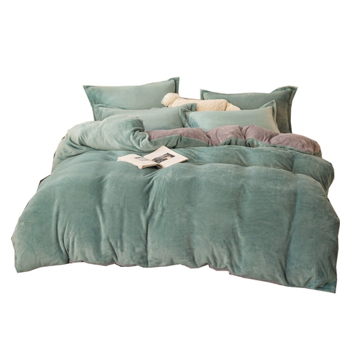 Мужской флисовый коралловый зимний комплект, удерживающая тепло простыня, пододеяльник, 4 предмета, увеличенная толщина, простой и элегантный дизайн, 3 предмета