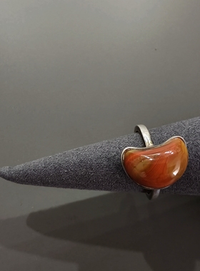 北票战国红戒指925银镶嵌男女款