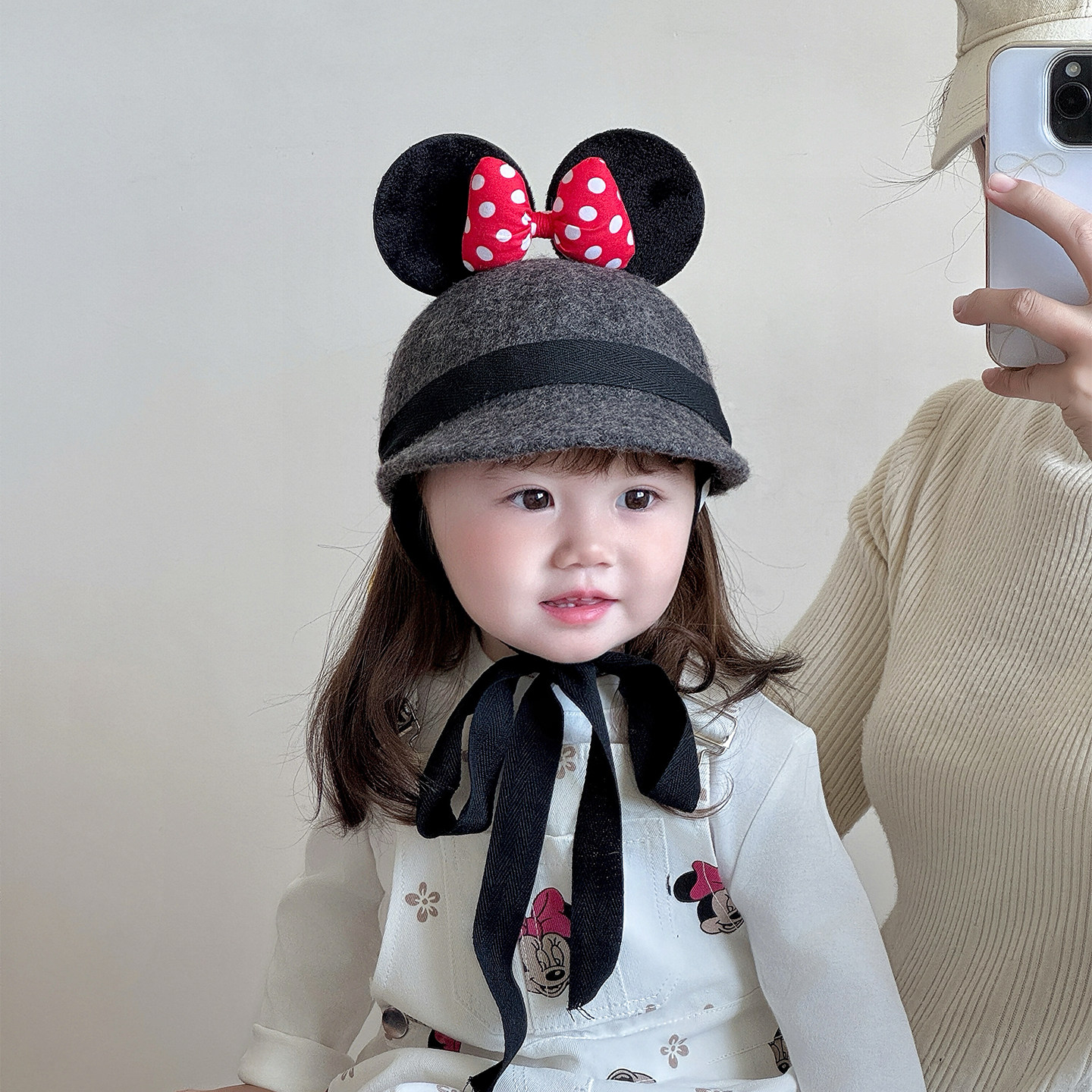 儿童帽子秋冬季可爱米妮蝴蝶结女宝宝鸭舌帽婴儿保暖女童毛呢礼帽,淘宝优惠券,粉丝福利购,淘宝优惠卷