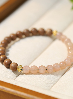 情侣民族风和田玉石檀木手串单圈