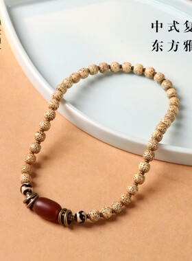 黄金籽星月菩提虎牙天珠手串