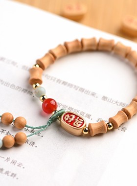 男女民族风木质竹节珠手串