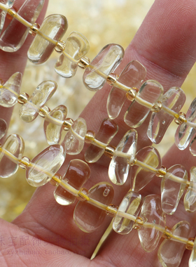 天然柠檬晶长牙随形散珠