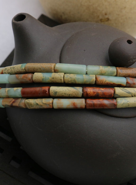 4*13mm天然寿山石长管珠寿山玉圆管珠半成品 DIY古风佛珠饰品配件