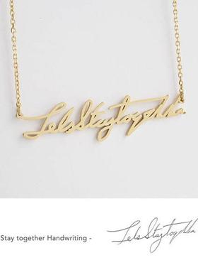 Customized name 饰品签名英文名字母项链不锈钢手写签名不项链