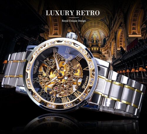 男镂空钻手动机械手表 Men's steel band watch mechanical watch - 图2