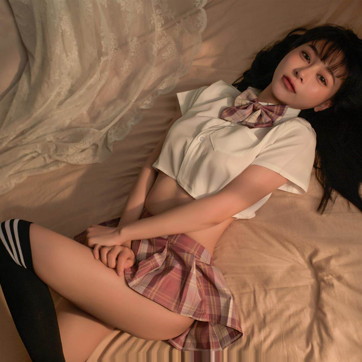 jk制服纯欲纯欲睡衣女款却内衣可爱萝莉日系套装超短裙