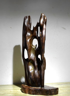 纯手工金丝楠木自然摆件太湖石造型阴沉木乌木家居客厅办公桌摆放