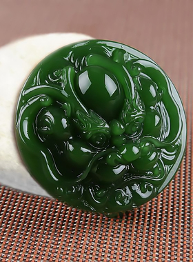 天然和田玉碧玉龙头皮带扣