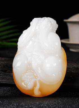 和田玉白玉籽料龙龟手把件