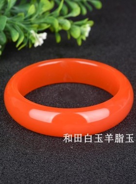 平安镯手镯女士和田红玉玉镯子
