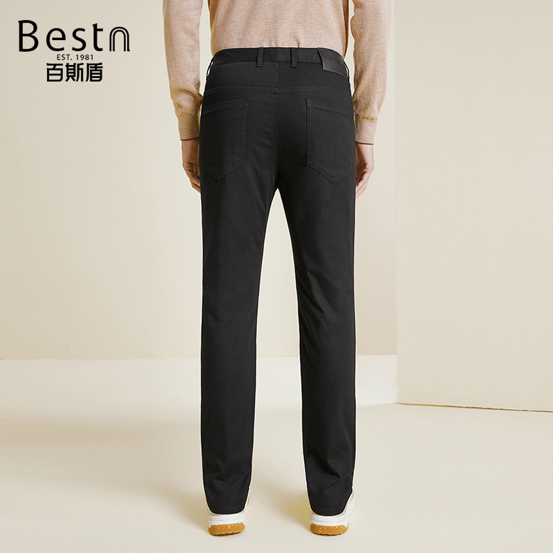 【内里夹棉】百斯盾官方男装牛仔裤秋冬新款舒弹保暖易搭直筒长裤,淘宝优惠券,粉丝福利购,淘宝优惠卷