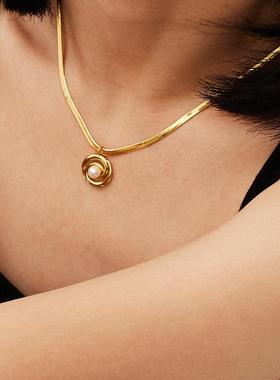 多野蛇骨链厚镀金女短链小众设计