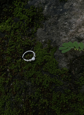 折射水晶球 黄打屁超闪韩925通体全银雪球指环大圈口可调节开口戒