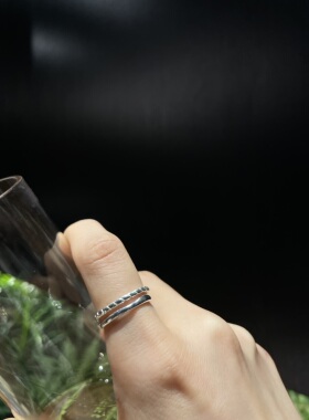 黄打屁情侣小众925银开口戒指